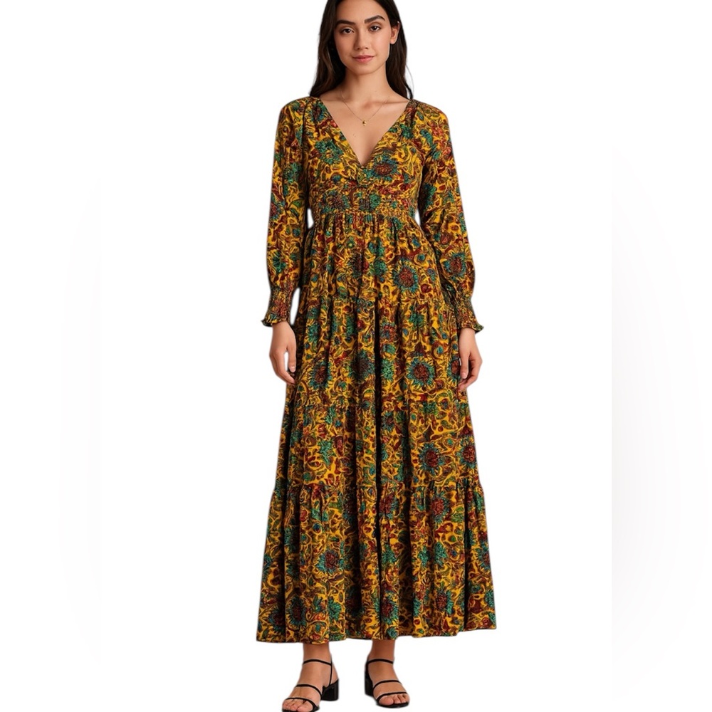 House of Harlow 1960 boho floral tiered maxi dress size XS new